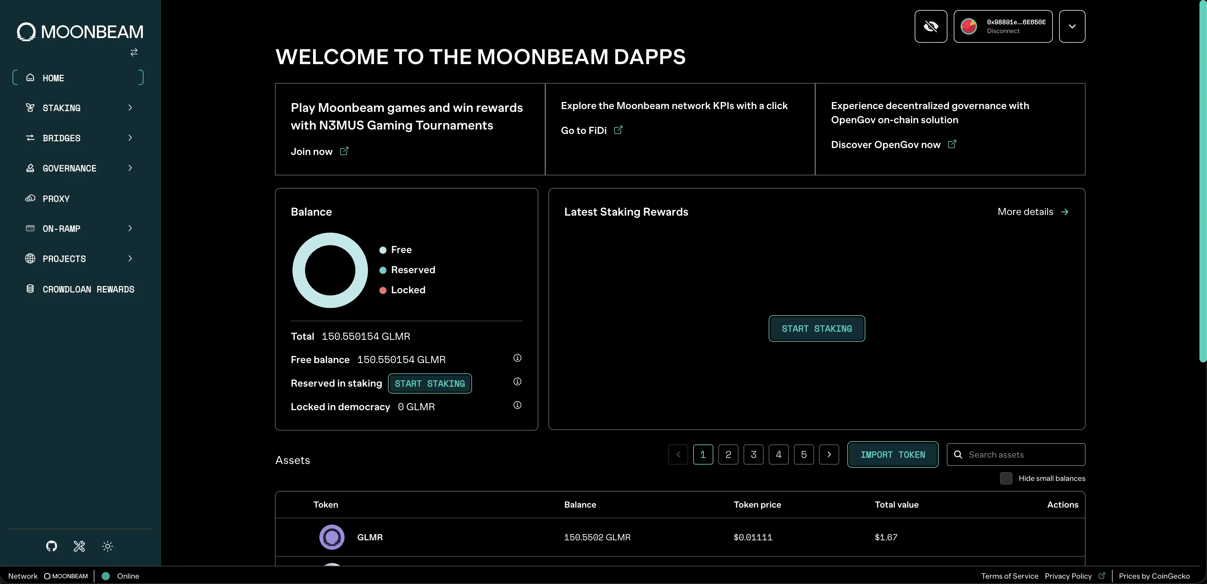 Moonbeam dApp — screenshot 1
