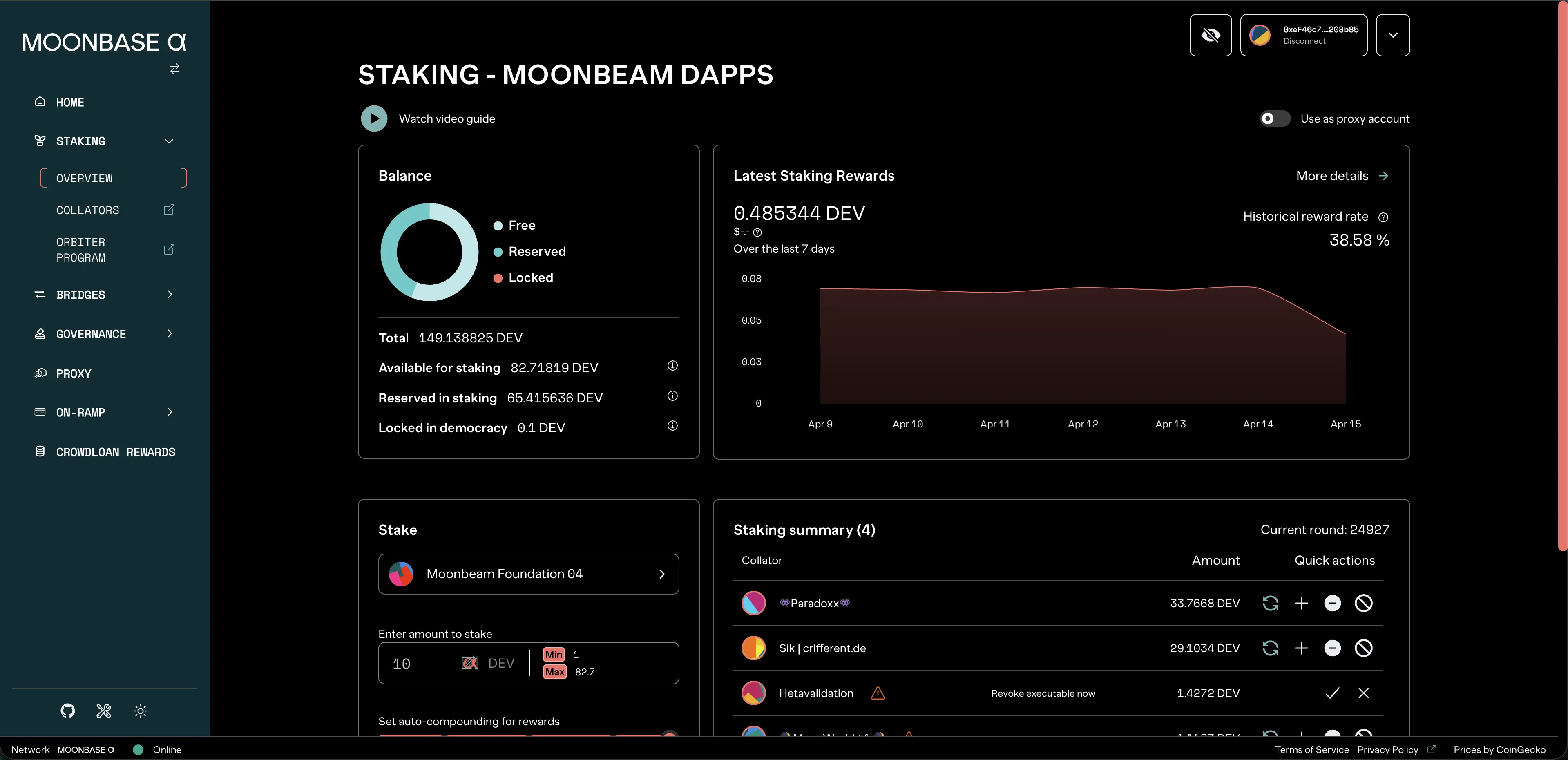 Moonbeam dApp — screenshot 2